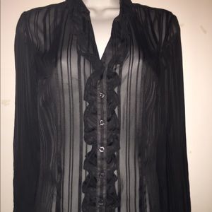 GEORGE ME Sheer Blouse With Ruffles Size S
